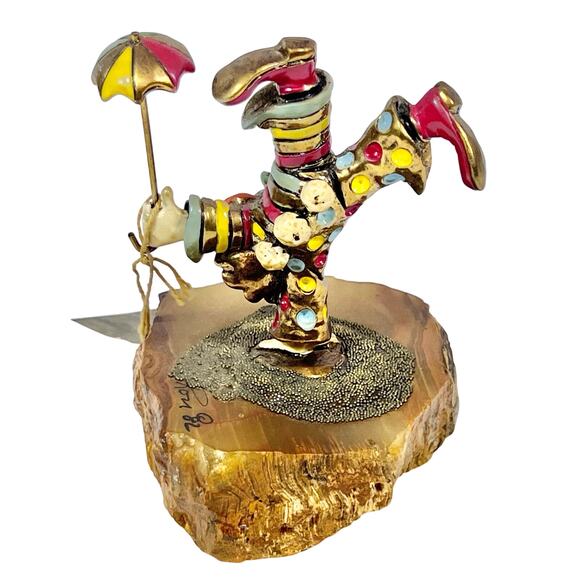 Ron Lee Acrobat Handstand Clown Umbrella Gold Onyx Hand Painted Signed 1982 - Picture 3 of 16